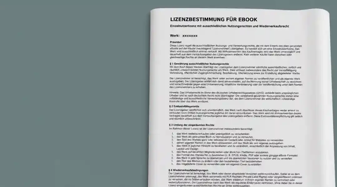 PLR ebook Lizenz erklärt